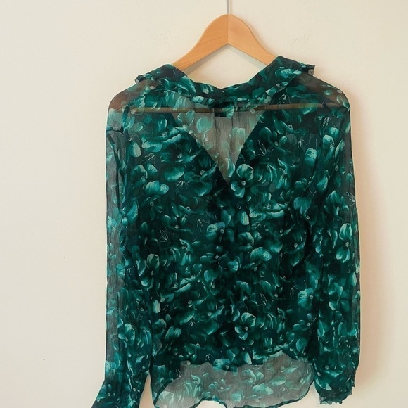 J. Crew Collection Emerald Silk Floral Button Down - Picture 2 of 8